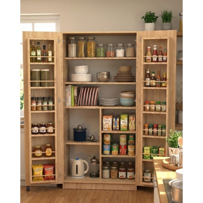 Çok Amaçlı Kiler Yüklük Erzak Dolabı 165 Derece Açılır Kapaklar KL-86-MDF